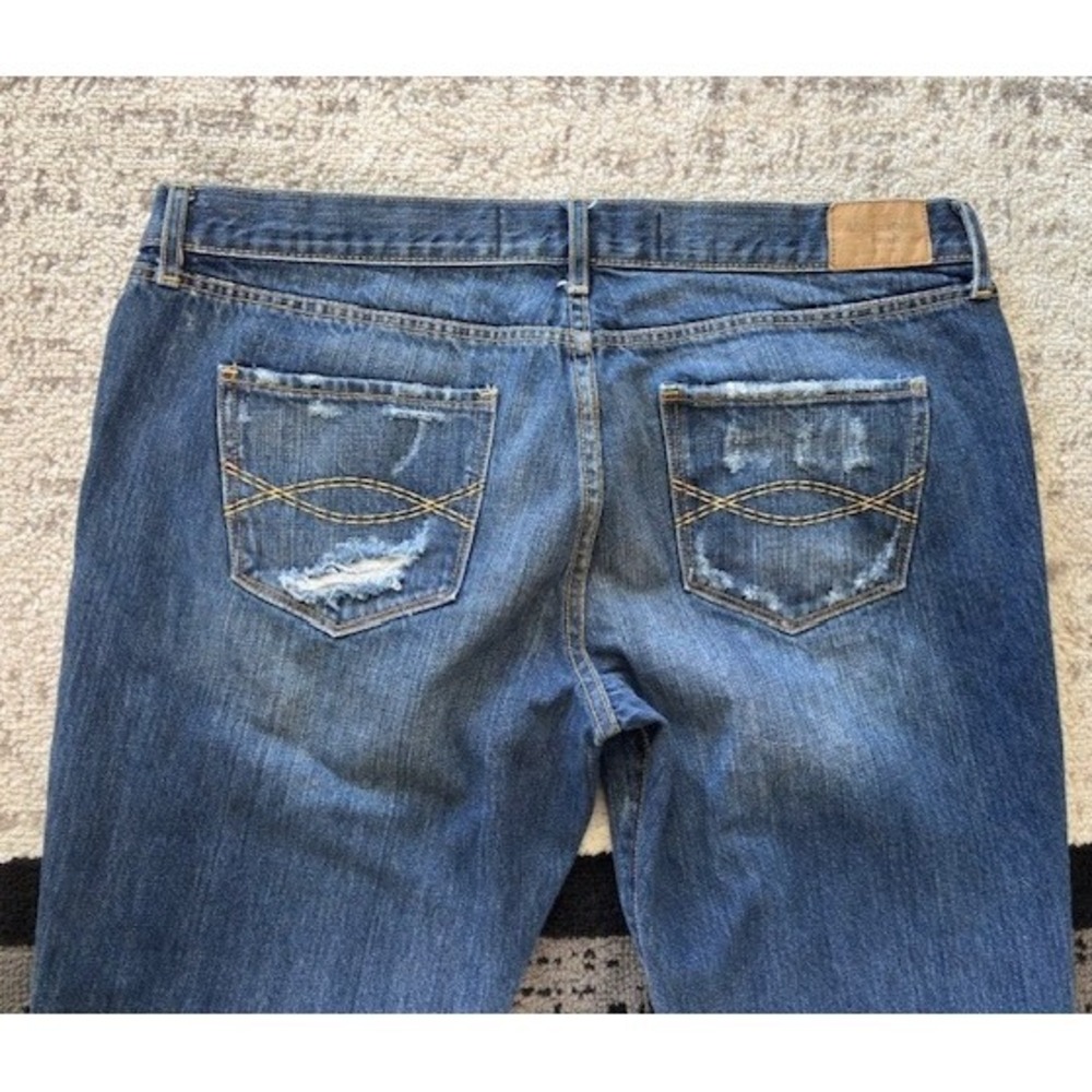 Abercrombie & Fitch Distressed Bootcut Jeans Size 12R Medium Wash Denim W31 L33 - Picture 10 of 10